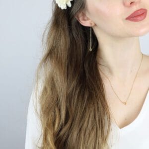 Pozłacany naszyjnik z naturalnym cytrynem MINI na modelce