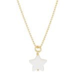 Długi naszyjnik damski srebrny pozłacany z zawieszką z masy perłowej w kształcie gwiazdy