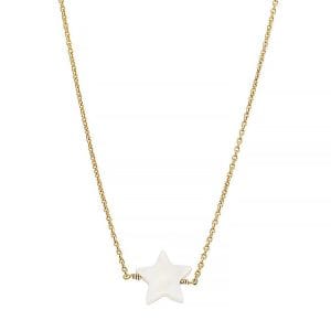 Damski naszyjnik srebrny pozłacany z gwiazdką z masy perłowej