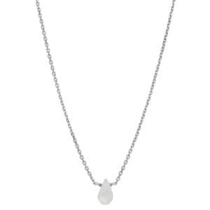Minimalistyczny srebrny naszyjnik z kamieniem księżycowym ankier MINI