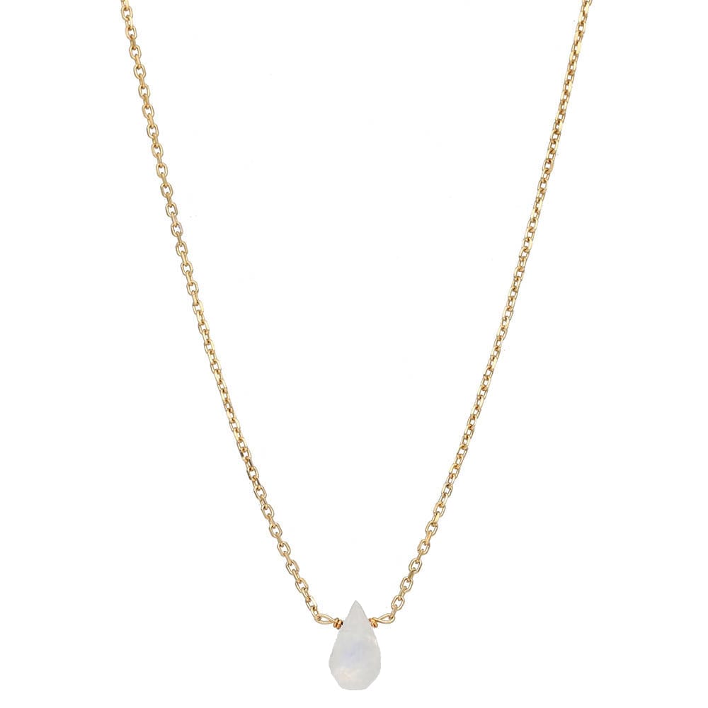 Minimalistyczny pozłacany naszyjnik z kamieniem księżycowym ankier MINI