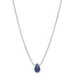 Minimalistyczny srebrny naszyjnik z niebieskim kamieniem kianitem MINI