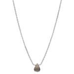 Delikatny naszyjnik srebrny ankier z brązowym kamieniem kwarcem dymnym MINI