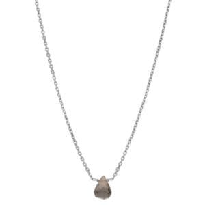 Delikatny naszyjnik srebrny ankier z brązowym kamieniem kwarcem dymnym MINI
