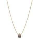 Delikatny naszyjnik pozłacany ankier z brązowym kamieniem kwarcem dymnym MINI