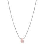 Delikatny srebrny naszyjnik ankier z różowym kamieniem kwarcem MINI