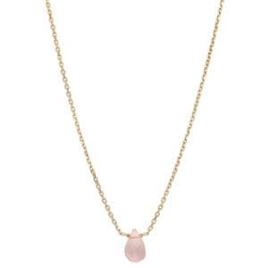 Delikatny naszyjnik ankier z różowym kamieniem kwarcem MINI