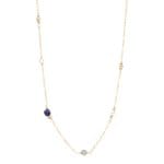Złoty damski naszyjnik gold filled z lapisem lazuli perłą labradorytem