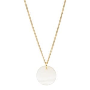 Damski naszyjnik srebrny pozłacany z masą perłową