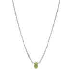 Minimalistyczny srebrny naszyjnik z zielonym kamieniem oliwinem MINI