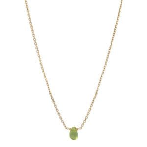 Minimalistyczny damski naszyjnik z zielonym kamieniem oliwinem MINI
