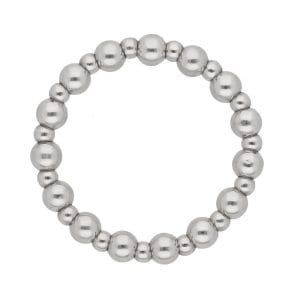 Damski pierścionek elastyczny z kuleczek srebrnych 2mm i 3mm