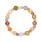 Kolorowy pierścionek elastyczny z cyrkoniami i kuleczkami gold filled