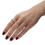 Zestaw pierścionków elastycznych goldfilled z masą perłową i turkusem