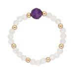 pierścionek elastyczny gold filled z ametystem, kamieniem księżycowym