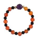 damski kolorowy pierścionek elastyczny gold filled z naturalnymi kamieniami takimi jak cyrkonie, ametyst, onyks gold filled HALLOWEEN