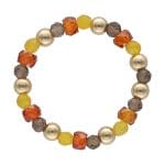 Damski pierścionek elastyczny gold filled z kwarcem, jadeitem, cyrkoniami