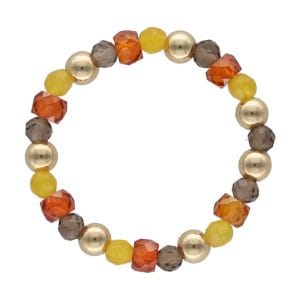 Damski pierścionek elastyczny gold filled z kwarcem, jadeitem, cyrkoniami