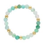 Pierścionek na gumce z kulek amazonitu srebrny pozłacany