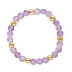 Pierścionek na gumce z kulek fioletowego ametystu srebrny pozłacany