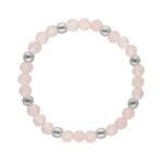 Pierścionek na gumce z kulek kwarcu różowego srebrny