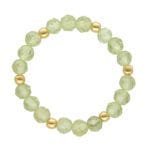 Pierścionek na gumce z kulek zielonego perydotu srebrny pozłacany