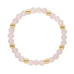 Pierścionek na gumce z kulek kwarcu różowego srebrny pozłacany