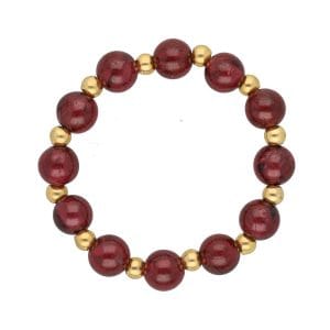 Złoty pierścionek elastyczny goldfilled z granatem