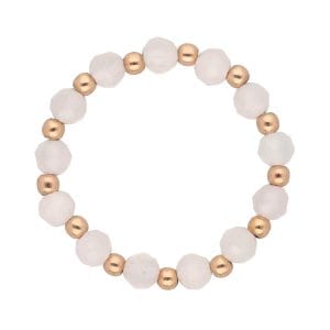 pierścionek elastyczny srebrny pozłacany z kwarcem różowym