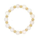 pierścionek elastyczny gold filled z masą perłową