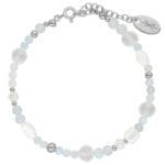 Bransoletka z naturalnym akwamarynem masą perłową i kwarcem