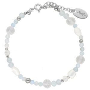 Bransoletka z naturalnym akwamarynem masą perłową i kwarcem