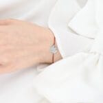 Bransoletka na jesień na sznurku z listkiem srebrna