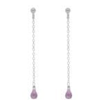 Kolczyki z fioletowym kamieniem ametystem długie sztyfty MINI