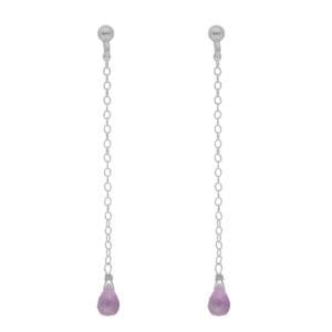 Kolczyki z fioletowym kamieniem ametystem długie sztyfty MINI