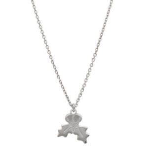 Zimowy naszyjnik świąteczny z celebrytką ostrokrzew ze srebra próby 925